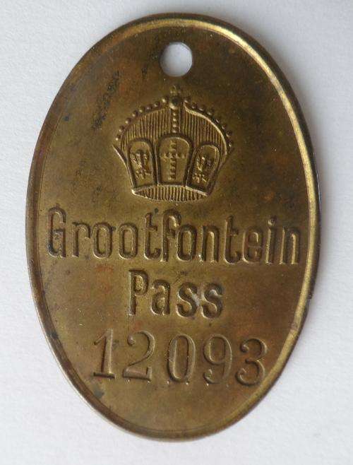 Pass - German South West Africa - Grootfontein