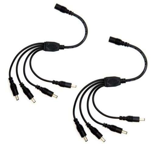 DC CCTV Power Supply Splitter Cable 1 x Female to 4 x Male DC Connectors - 2 Pieces