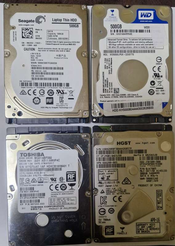 Seagate / WD / Toshiba / HGST 500GB 2.5` Internal Hard Disk (HDD)