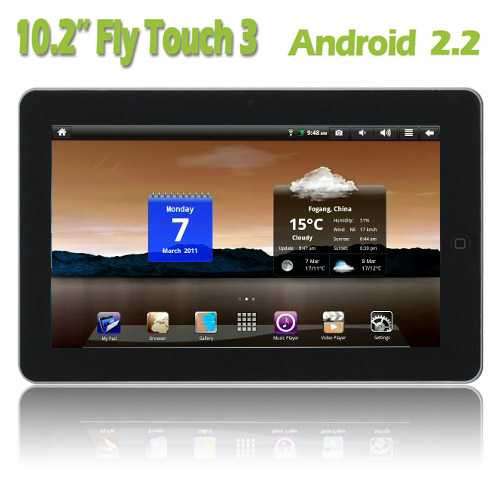 Fly Touch 3 - 10.2 inch Tablet PC, Resistive Touch Screen, Android 2.2, 1GHz CPU, 512MB RAM