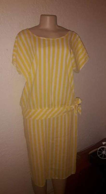 Vintage Striped Yellow and White Dress