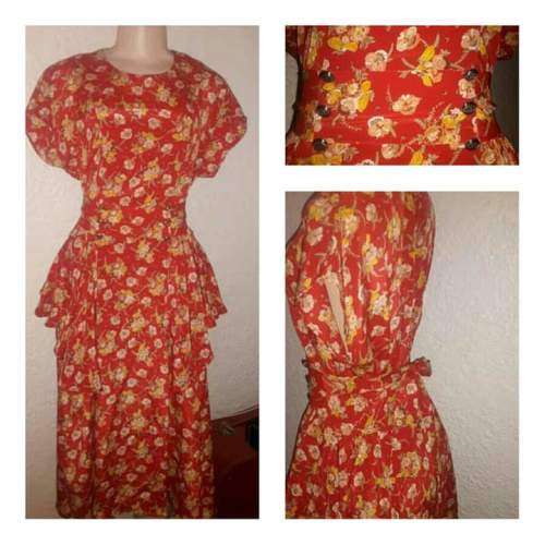 Vintage Floral Red Dress