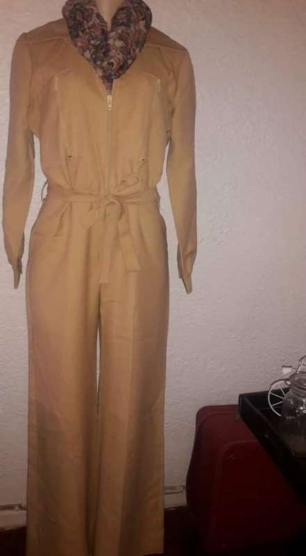 Vintage Beige Wide Leg Jumpsuit