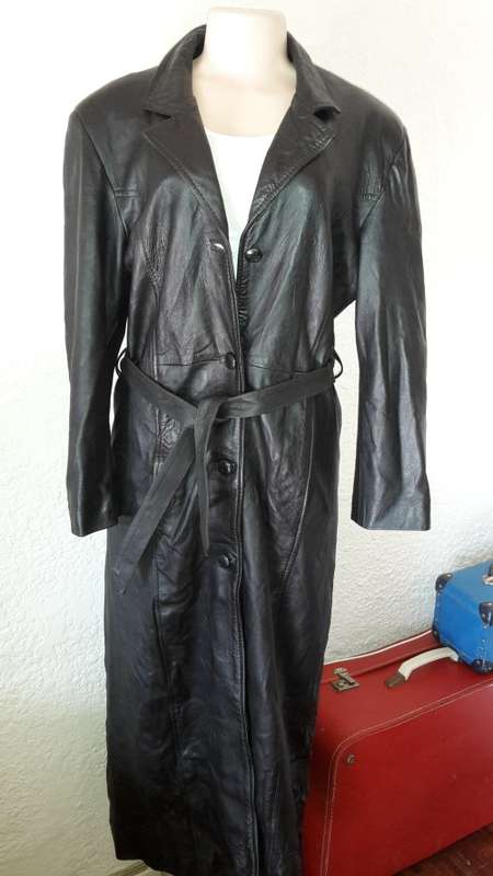 Black Full Length Genuine Leather Coat