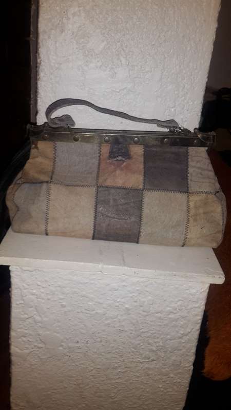 Vintage Patched Genuine Leather Medicine Style Bag