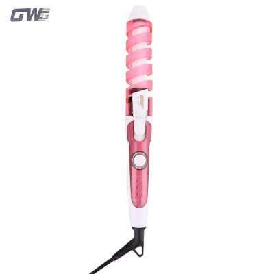 GUOWEI Salon Spiral Ceramic Curling Iron Hair Curler - PINK