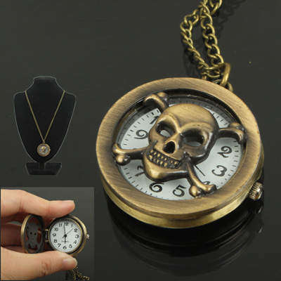 Classical Skull Copper Chain Pocket Watch