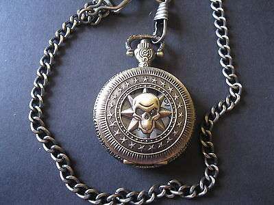 Fashion Iron Pocket Watch Star Skull Design, with Brass Watch Head, Antique Bronze
