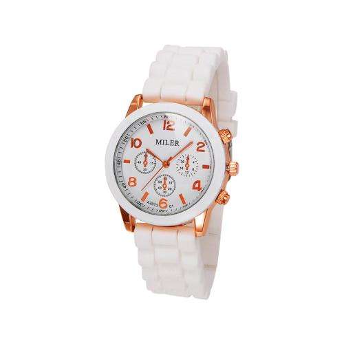 High Quality 304 Stainless Steel Silicon Quartz Wristwatch - WHITE