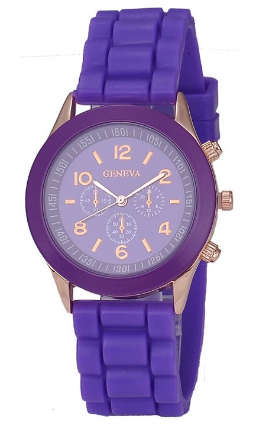 Ladies Quartz Silicone Sports Wrist Watch - PURPLE