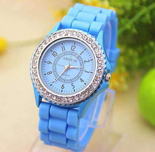 Geneva Silicone Quartz Analog Crystal Watch - SKY BLUE