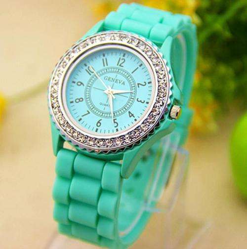Geneva Silicone Quartz Analog Crystal Watch - MINT GREEN