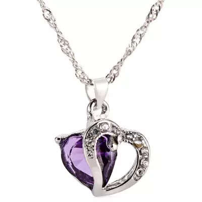 Double Heart Rhinestone Embellished Necklace