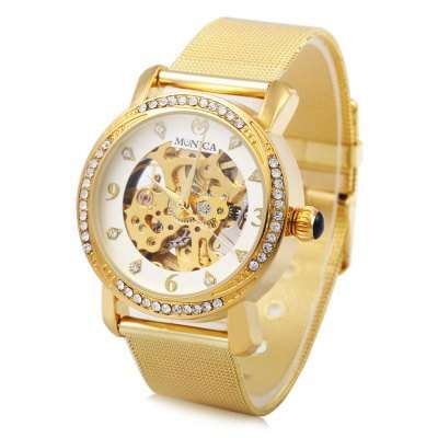 Monica 6851 Hollow-out Female Automatic Mechanical Watch  -  GOLDEN