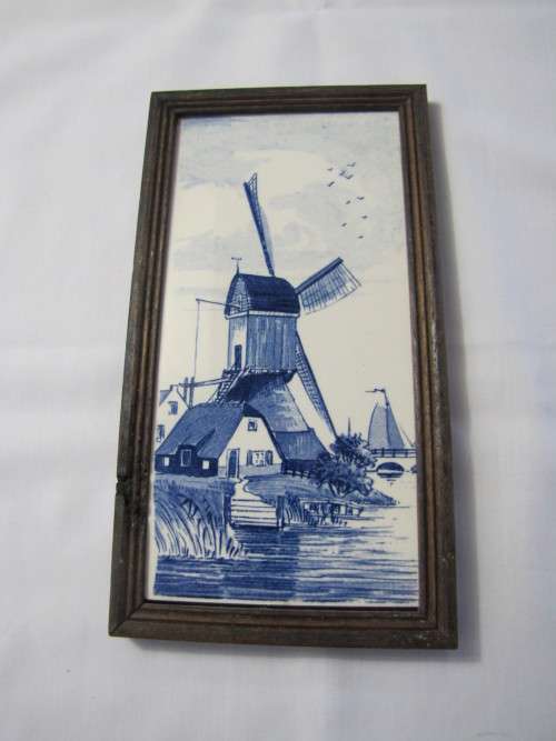 Dutch Blue & White Wooden Framed Tile