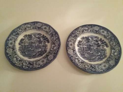 Staffordshire England Liberty Blue Monticello Plates (2)