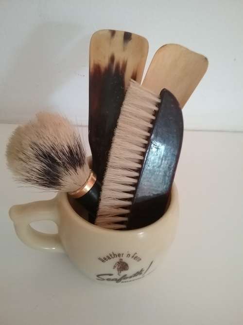 Vintage Shaving Mug,  Brush,  Comb and Shoe Horns Set