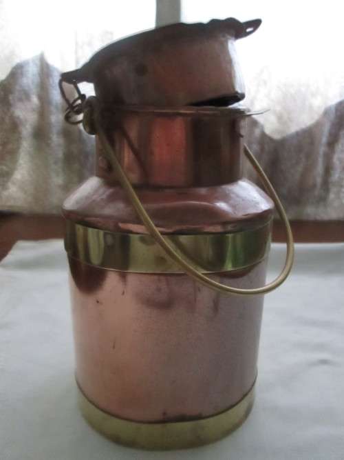 Copper Milk Can with Brass Banding