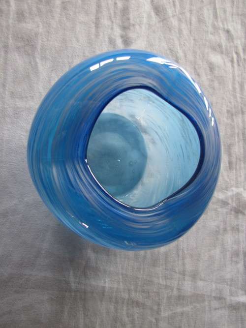 Glass Blue Swirl Ashtray