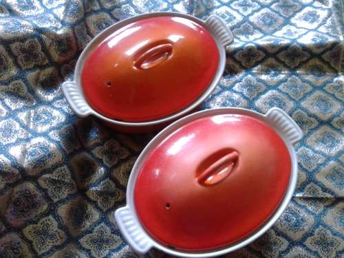 Le Creuset Casserole Dishes 22  (3.3 litres) bid for the pair