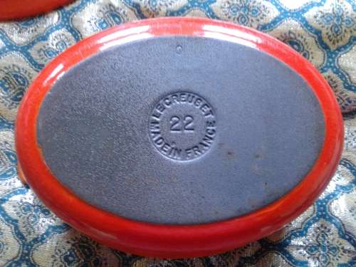 Le Creuset Casserole Dishes 22  (3.3 litres) bid for the pair