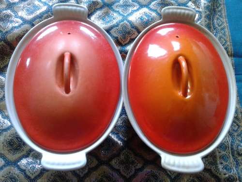 Le Creuset Casserole Dishes 22  (3.3 litres) bid for the pair