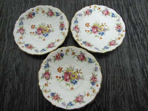 3 Old Royal Bone China Saucers