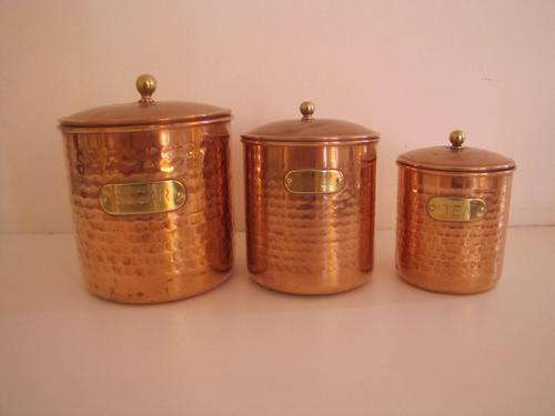 Copper & Brass Sugar, Tea & Coffee Containers