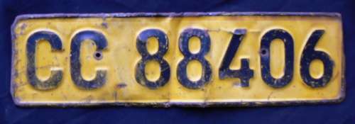 Old Metal number plate CC 88406  - Kimberley --
