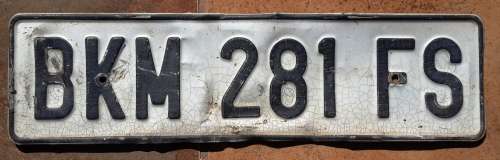 Old Metal number plate  BKM 281 FS -- Free State  Province --