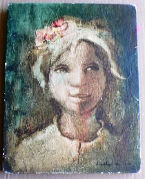 Beautiful Josephine du Toit Oil on Panel (No 2) Die Meisie by die skoolkonsert