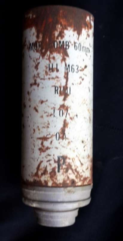 SADF Illuminating 60mm.Mortar Bomb Shell Casing -- Used
