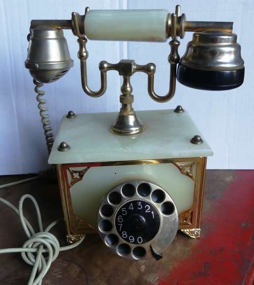 VINTAGE MARBLE TELEPHONE With an OLD-STYLE-DIAL