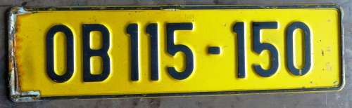 Old Metal number plate OB 115-150  - Bloemfontein - (Free State)
