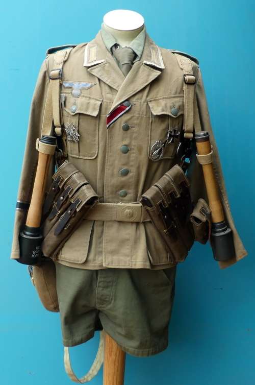 GERMAN AFRIKA KORPS Full Battle Uniform with Medals, Ammo pouches, Grenades  etc. *Replica*..