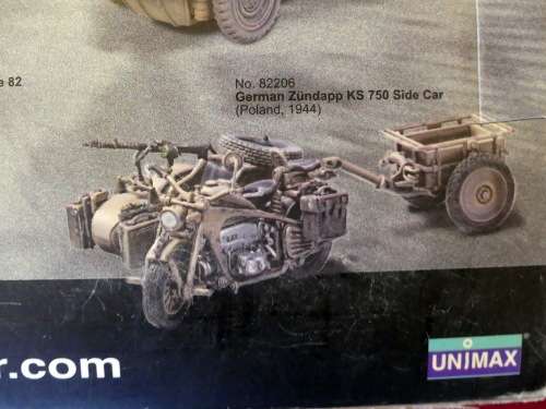 Forces of Valor -- German Zundapp KS 750Side Car Panzer Div Poland 1944 Scale 1:32