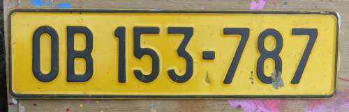 Old Free State Number Plate -- OB 153 787 -- (Bloemfontein) --  Vrystaat Nommerplaat -- Metal