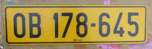 Old Free State Number Plate -- OB 178 645 -- (Bloemfontein) --  Vrystaat Nommerplaat -- Perspex
