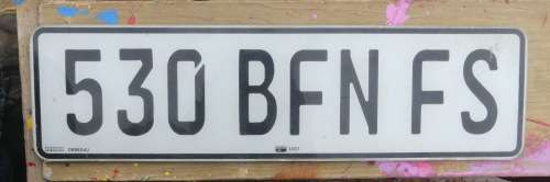 Free StateNumber Plate -- 530 BFN FS --  Vrystaat Nommerplaat -- Perspex