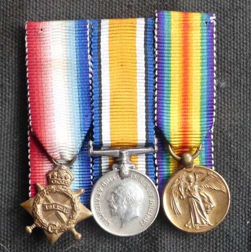 WWI Miniature Medal set -- 1914-15 star, War Medal and Victory Medal.