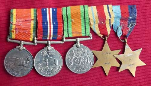 Set of 5 WWII Medals - P NDUMO 22735 - Private in The African Auxiliary Pioneer Corps