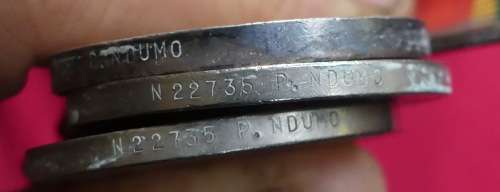 Set of 5 WWII Medals - P NDUMO 22735 - Private in The African Auxiliary Pioneer Corps