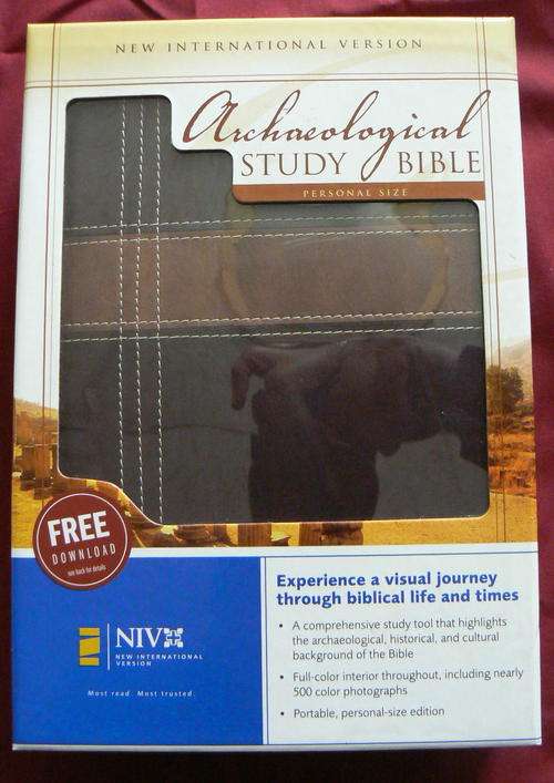 NIV Archaeological  Study BIBLE - Personal Size Italian Duo-Tone Leather Dark Chocolate/Toffee
