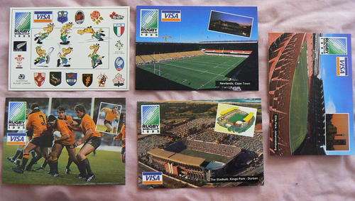 SALE!!  Have a Look!!!   5 x RUGBY 1995 WORLD CUP Post Cards