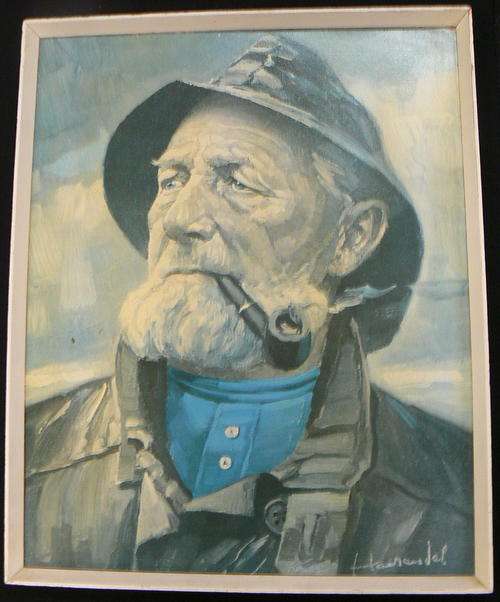 Hans die Skipper Prent / Old Fisherman Framed Print by Harry Haerendel