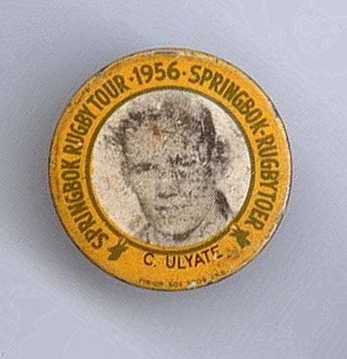 1956 Springbok rygby toer Springbok Rugby Tour to New Zealand button pin. C Ulyate