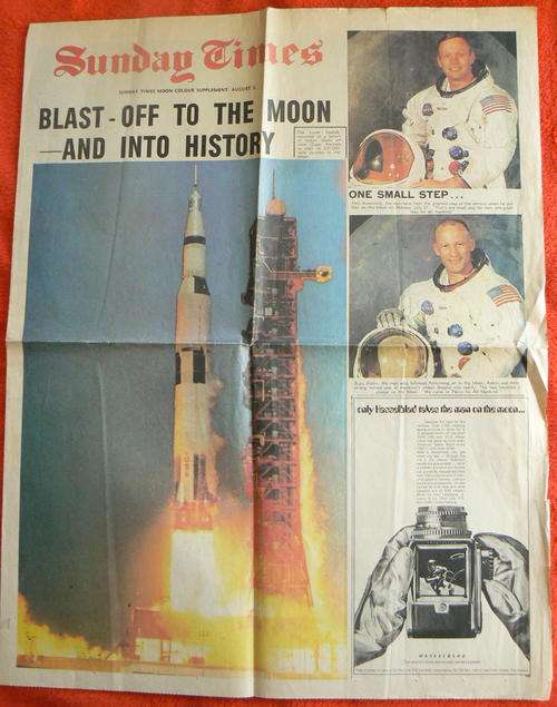 Sunday Times Newspaper Moon landing  3 August 1969 + The Star - Man on the Moon Special Supplement
