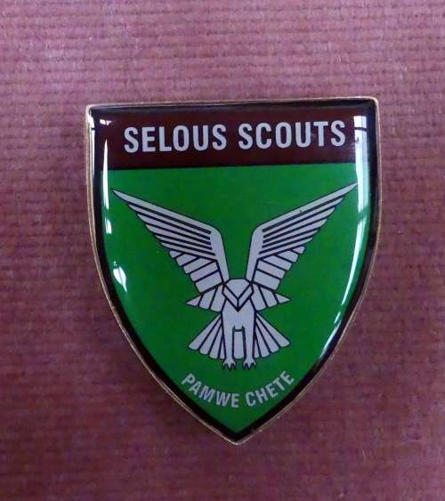Rhodesian SELOUS SCOUTS commemorative Shoulder flash (Metal, all pins intact)
