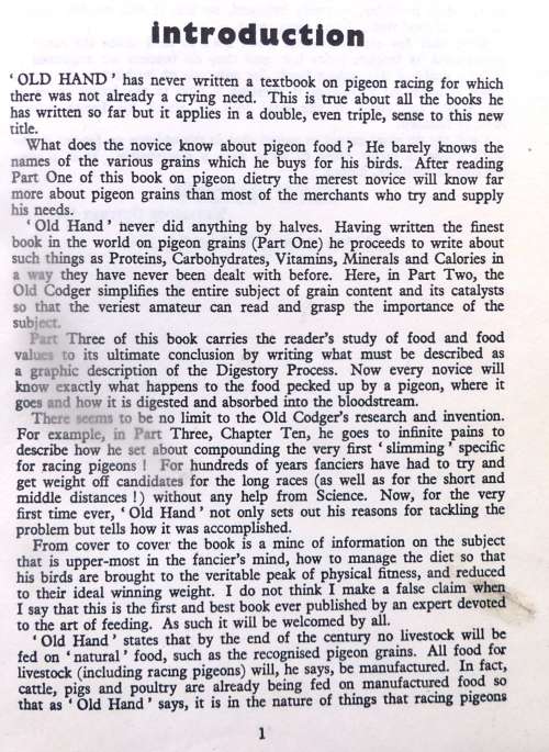 WINNING DIETRY FOR RACING PIGEONS by Old Hand