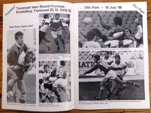 TRANSVAAL vs WESTERN PROVINCE Ellispark 30 August 1986 Rugby - Official Program